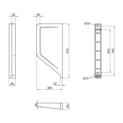 Переділ для пісуару підвісний Qtap Crow 100x390x830 White — Photo 1