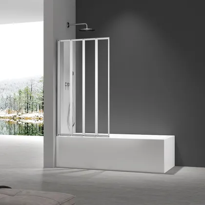 Шторки скляні на ванну складні Koer SR BS07-80x140-TR-01 прозоре скло Easy Clean 4мм, хром (KR5948) — Photo 1
