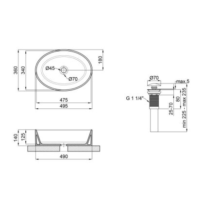 Раковина-чаша Qtap Kolibri 500x360x140 White з донним клапаном QT10113054W — Photo 1