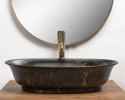 Умивальник (раковина) REA ROMA BLACK MARBLE MATТ накладний * — Photo 4