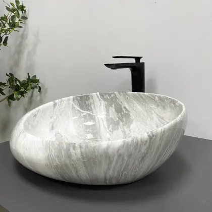 Умивальник (раковина) VBI RICCIA LIGHT STONE GLOSSY накладний — Photo 1