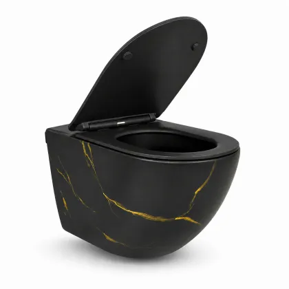 Підвісний унітаз VBI VULCANO BLACK MARBLE MATT TORNADO — Photo 1