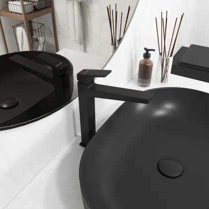 CUBE XL змішувач для умивальника, Black Matt — Photo 1