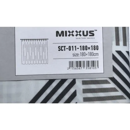 Шторка для ванної Mixxus SCT-011-180x180 з поліестеру (Візерунок "Ромби" сіро-білий) (AC3581) — Photo 4