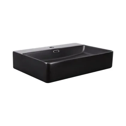 Комплект Qtap Nando LT: Раковина підвісна прамокутна 600х420х120 мм Matt Black + Донний клапан PU03O — Photo 3