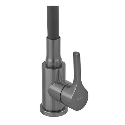 Змішувач для кухні ZERIX REX-011 GRAPHITE REFL.BLACK з нерж. сталі (Колір графіт+силіконовий вилив чорний) (ZX6131) — Photo 3