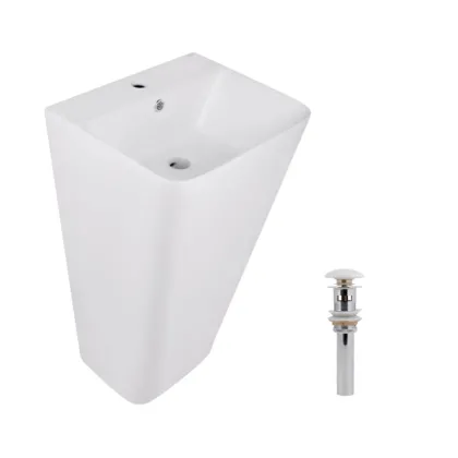 Комплект Qtap Tern: Раковина-моноблок підлогова 440x380x830 мм, White + Донний клапан Pop-up PU02O