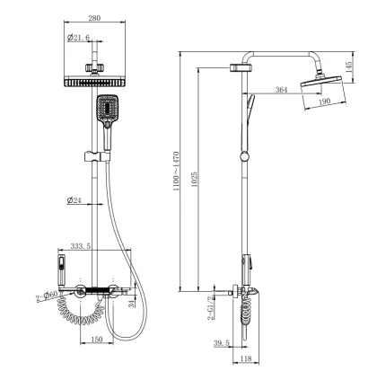 Душова колона зі змішувачем MIXXUS PREMIUM TERRA 029-J GRAPHITE (колір графіт) (MI8386) — Photo 3