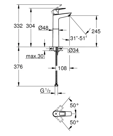 Змішувач на стільницю для раковини XL-розміру Grohe BauLoop New (32856001) — Photo 1
