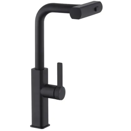 Змішувач для кухні з висувним виливом Mixxus Premium HAMMER 014 BLACK (MI6954)