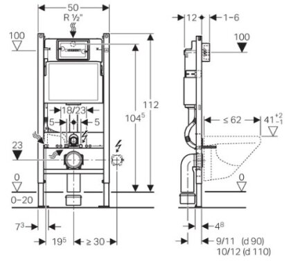 Набір інсталяційний: NETKA Rimless підвісний унітаз, сидіння Slim slow-closing, 458.126.00.1 Geberit Duofix інсталяція для унітазу, без клавіші — Photo 1