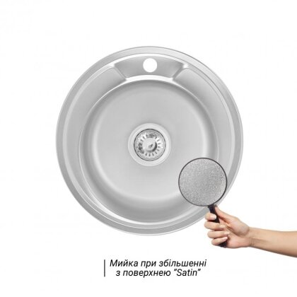 Кухонна мийка Lidz 490-A 0,6 мм Satin (LIDZ490A06SAT160) — Photo 2