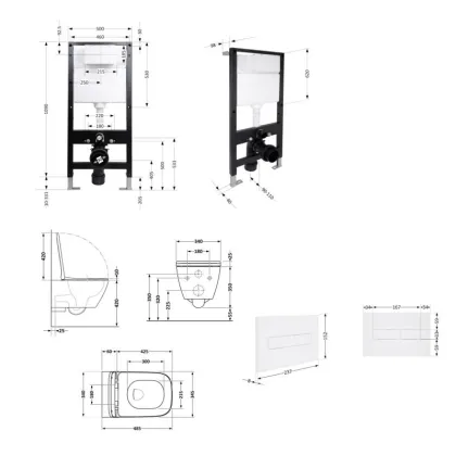 Готове рішення Qtap для ванної кімнати: підвісний унітаз Crow Ultra Quiet 485x340x290 + комплект інсталяції Standard (лінійна клавіша White) — Photo 1