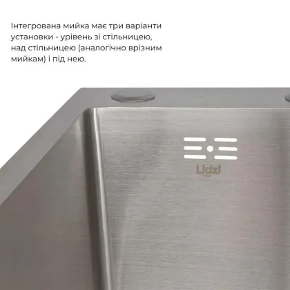  Handmade H6350R Мийка інтегрована крило зправа Brushed Steel+Lidz Aria 015F Змішувач для кухні (k35) Nickel — Photo 3