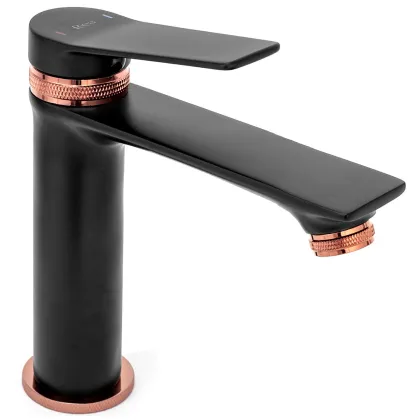 Змішувач для раковини (умивальника) REA VIRAL BLACK ROSE GOLD низький * — Photo 2