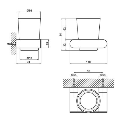 Склянка з тримачем Qtap Scorpio настінна QTSTK6102103C Chrome (Sklenka) — Photo 1