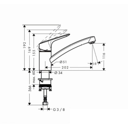 MYSPORT S змішувач для кухні, одноважільний (steel optic) — Photo 1