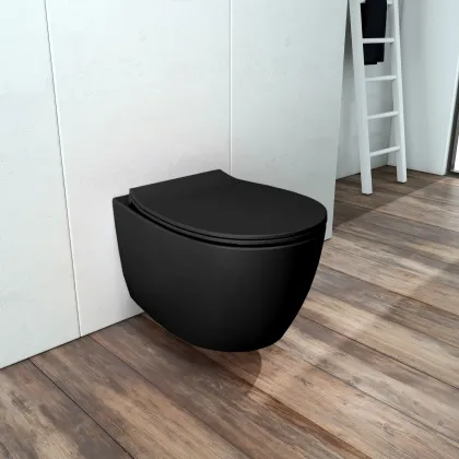 DAMA di VENEZIA унітаз підвісний безобідковий 36,3*51*40см, з сидінням Slim Soft Close, matt black — Photo 3