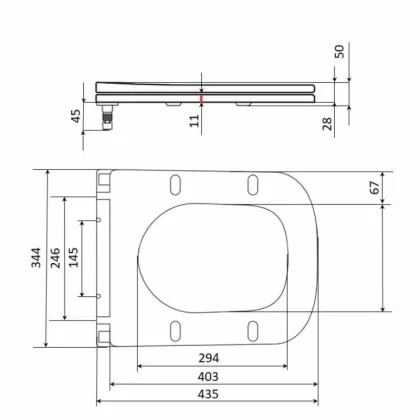 Сидіння для унітаза (Tern 490) 435x344x50 мм, Matt Black, з мікроліфтом, Slim Duroplast, Quick Release QTSC179MB47354 Qtap — Photo 1