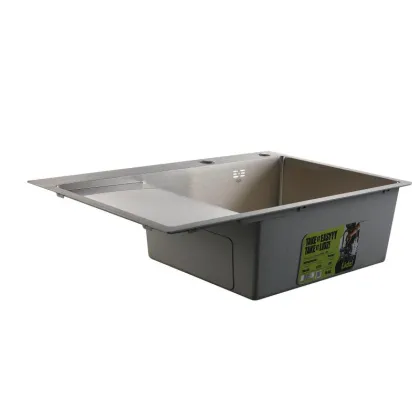 Мийка для кухні інтегрована Lidz Handmade Max 500 H7849L Brushed Steel, 3,0/1,0 мм, крило зліва, збільшена чаша LDH7849LBRU49463 — Photo 3