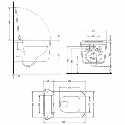 Унітаз підвісний Qtap Gemini Ultra Quiet 485×340×350 мм, Matt Black, з сидінням Slim Duroplast / Soft-close / Quick Release QTGEM28BLM50505 — Photo 1