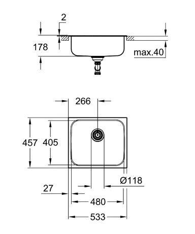 Мийка для кухні із нержавіючої сталі Grohe K200 (31719SD0) — Photo 2