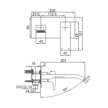 Змішувач для умивальника Koer KB-16007-01 вбудований (Колір хром) (KR3450) — Photo 1