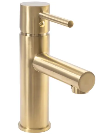 Змішувач для раковини (умивальника) REA TESS BRUSHED GOLD золотий матовий низький — Photo 1