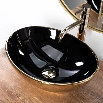 Умивальник (раковина) REA SOFIA GOLD BLACK накладний * — Photo 2