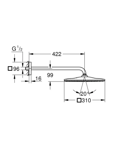 Верхній душ з настінним кронштейном Grohe Rainshower Mono (26563000) — Photo 1