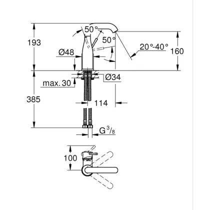 Змішувач одноважільний для раковини M-Size Grohe Essence (24176KF1) — Photo 3