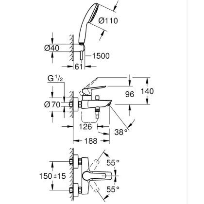 Змішувач одноважільний для ванни Grohe Eurosmart (25276003) — Photo 1