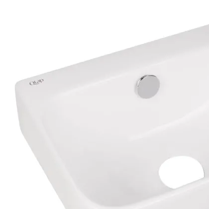 Комплект Qtap Tern: Раковина підвісна прамокутна права 450х260х155 мм White + Донний клапан PU02O — Photo 4