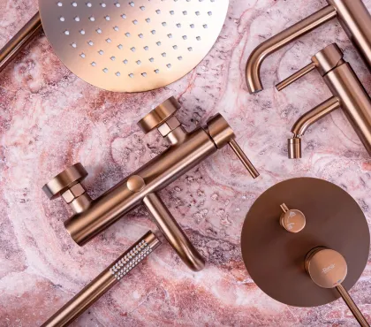 Душова система REA LUNGO BRUSHED COPPER з виливом + BOX прихованого монтажу — Photo 4