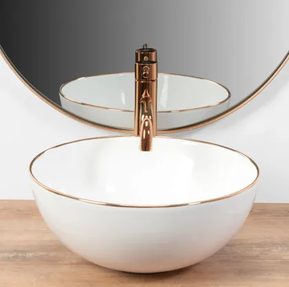 Умивальник (раковина) REA STELLA ROSE GOLD EDGE накладний * — Photo 2