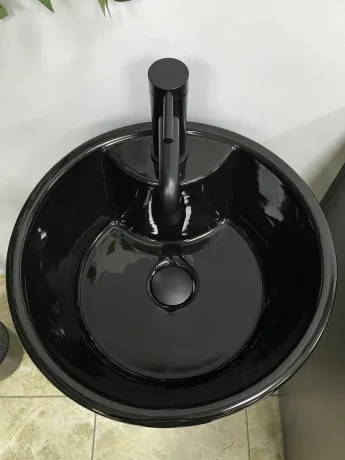 Умивальник (раковина) VBI BOLONIA BLACK GLOSSY підлоговий — Photo 2