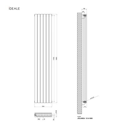 Радіатор дизайнерський Ideale Jolanda 12 6/1800/354 чорний — Photo 2