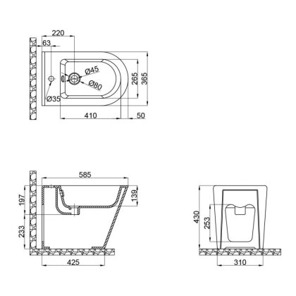 Біде напольне Qtap Scorpio 530x360x395 Matt black QT14441003CMB — Photo 1