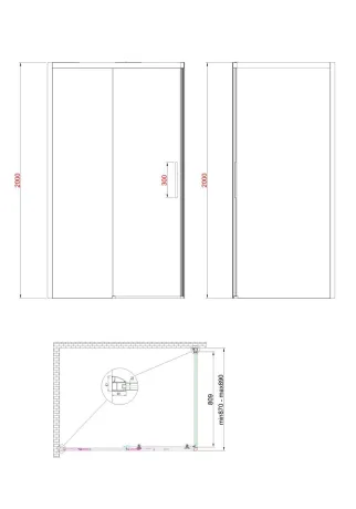 Бічна стінка до кабіни Koer SR SW05-90x200-TR-01 прозоре скло Easy Clean 6мм, хром (KR5407) — Photo 24