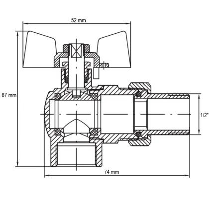Кран з американкою 1/2" "антіпротечка"(Koer KR.228-Gi) кутовий (KR0196) — Photo 1