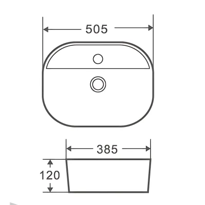 Раковина накладна Mixxus Premium ELLIPSE-0203 510х375х120mm з отвором під змішувач (MP6678) — Photo 2