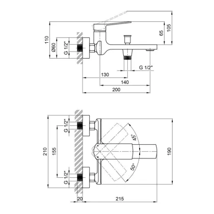 Змішувач для ванни Qtap Slavonice QTSLV3042103DC Chrome — Photo 1