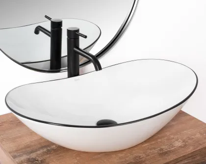 Умивальник (раковина) REA ROYAL WHITE BLACK EDGE накладний * — Photo 4