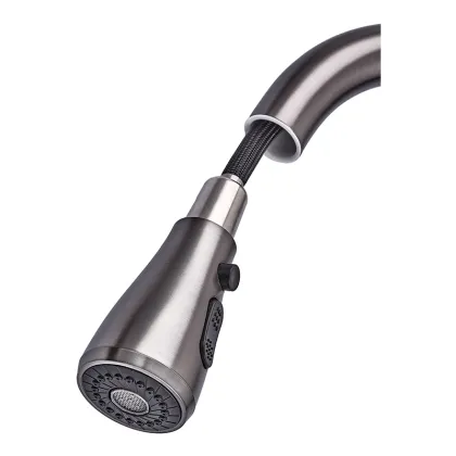 Змішувач для кухні з висувною лійкою Zerix PUL-014 Graphite з нерж. ст. SUS304 (кол. графіт) (ZX5036) — Photo 1