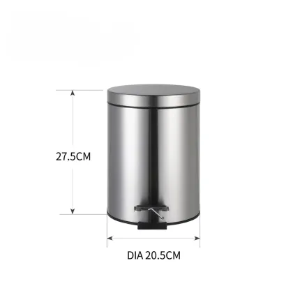 Відро для сміття з плавним закриттям кругле ZERIX SOLO-TC0205 SS COLOR 5л (колір нержавійка) (ZX5888) — Photo 5