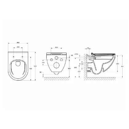 Набір інсталяційний:HEBE Round Rimless підвісний унітаз, з сидінням Slim slow closing+RAPID SL 3в1 інсталяц. система для підв. унітазу, б/прокладки — Photo 2