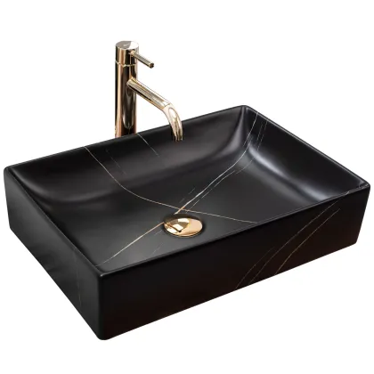 Умивальник (раковина) REA INGA BLACK MARBLE MATT накладний *