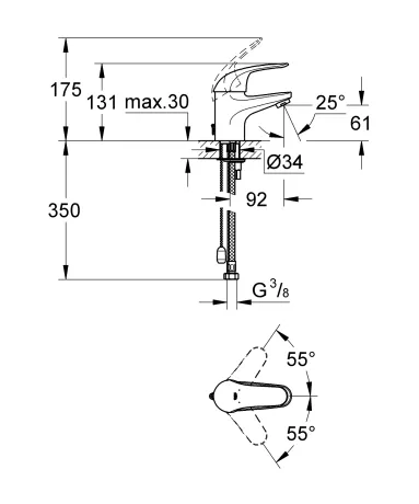 Змішувач для раковини S-розміру Grohe Euroeco New (32881000) — Photo 1