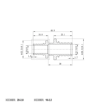 Муфта з'єднувальна перехідна Koer KA.С16-20 - 16(2.2mm) x 20(2.8mm) (KR4858) — Photo 1