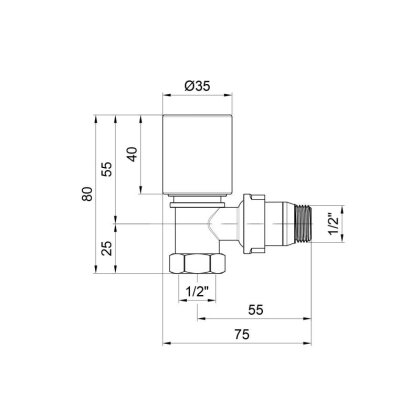 Кран радіаторний Icma 1/2&quot; з антипротіканням кутовий №1112 — Photo 1